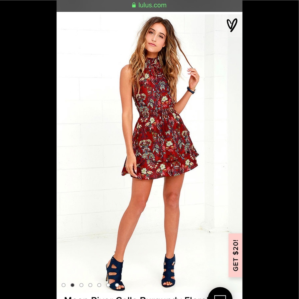 EUC Moon River Calla Burgundy Floral Print Dress